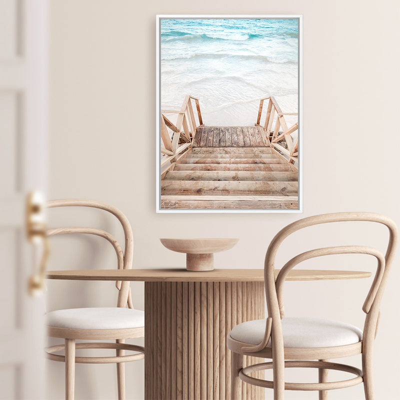 Ocean Beach Stairs Photo Canvas Print