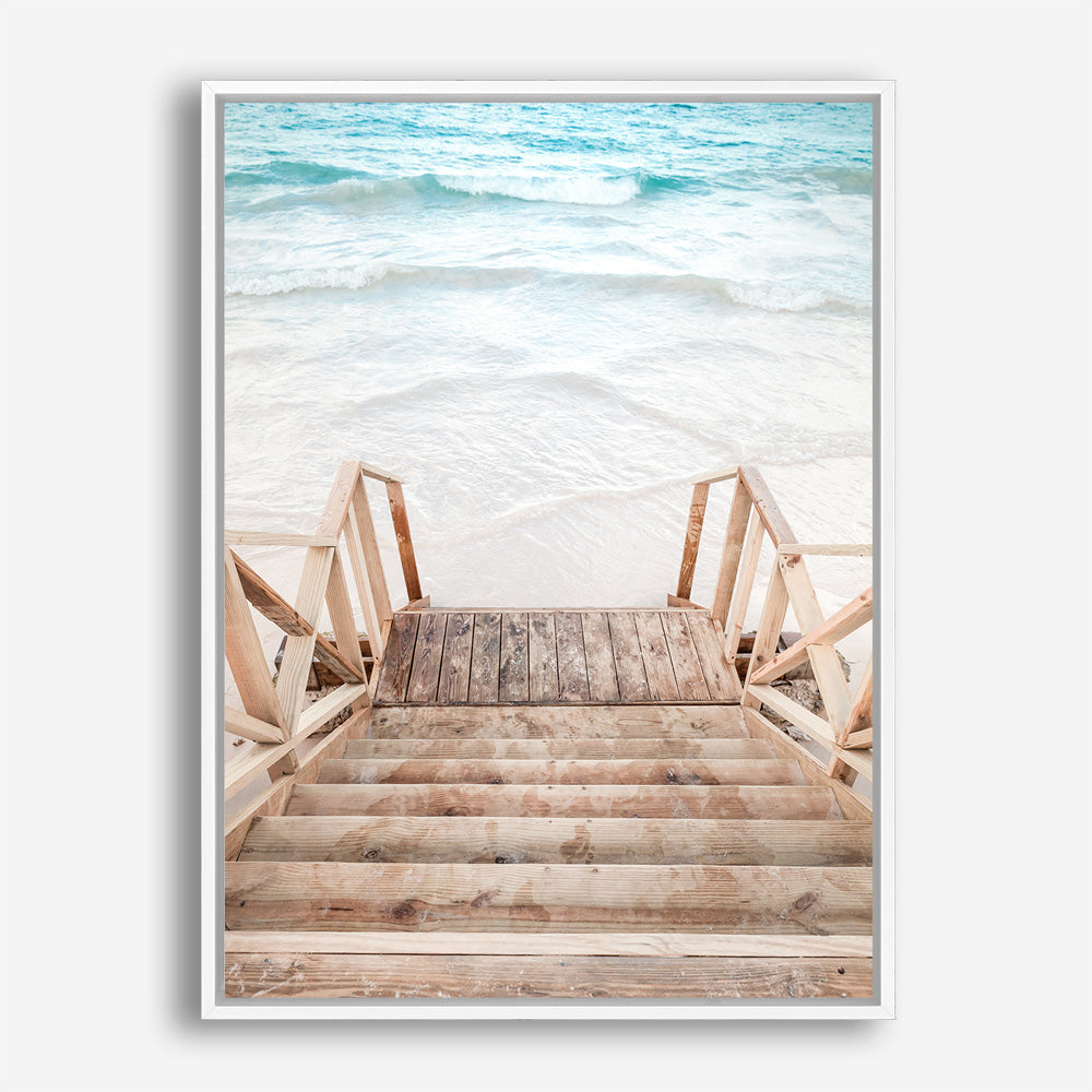 Ocean Beach Stairs Photo Canvas Print