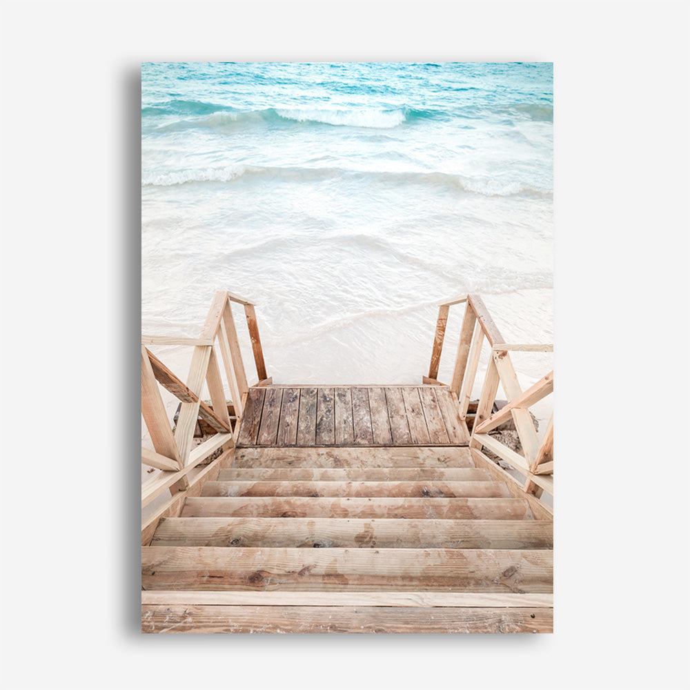 Ocean Beach Stairs Photo Canvas Print