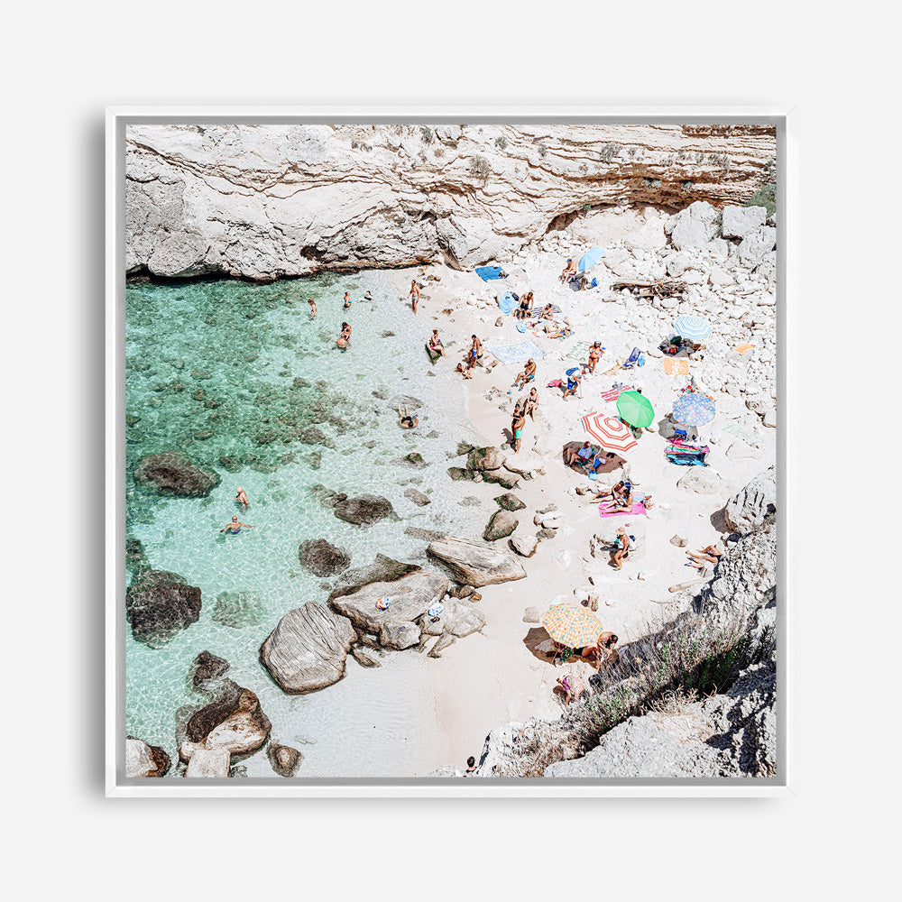 Salento Beach Day Swims II (Square) Photo Canvas Print