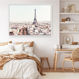 Shop Paris Skyline Photo Canvas Print an Eiffel Tower France themed photography framed stretched canvas print from The Print Emporium wall artwork collection - Buy Australian made prints for the home and your interior decor space, TPE-297-CA-35X46-NF