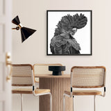 Theo The Black Cockatoo (B&W) (Square) Art Print