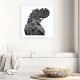 Theo The Black Cockatoo (B&W) (Square) Art Print