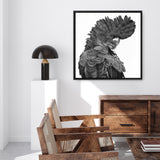 Theo The Black Cockatoo (B&W) (Square) Canvas Print