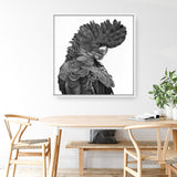 Theo The Black Cockatoo (B&W) (Square) Canvas Print