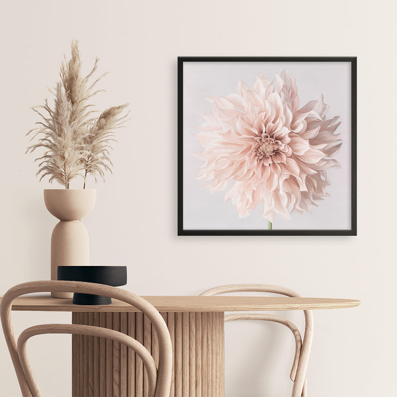 Pastel Peach Dahlia Flower (Square) Art Print