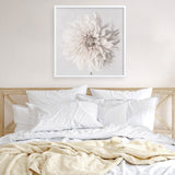 Cream White Dahlia Flower (Square) Art Print