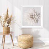 Cream White Dahlia Flower (Square) Art Print