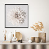 Cream White Dahlia Flower (Square) Canvas Print