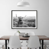 Highland Cow B&W Photo Art Print