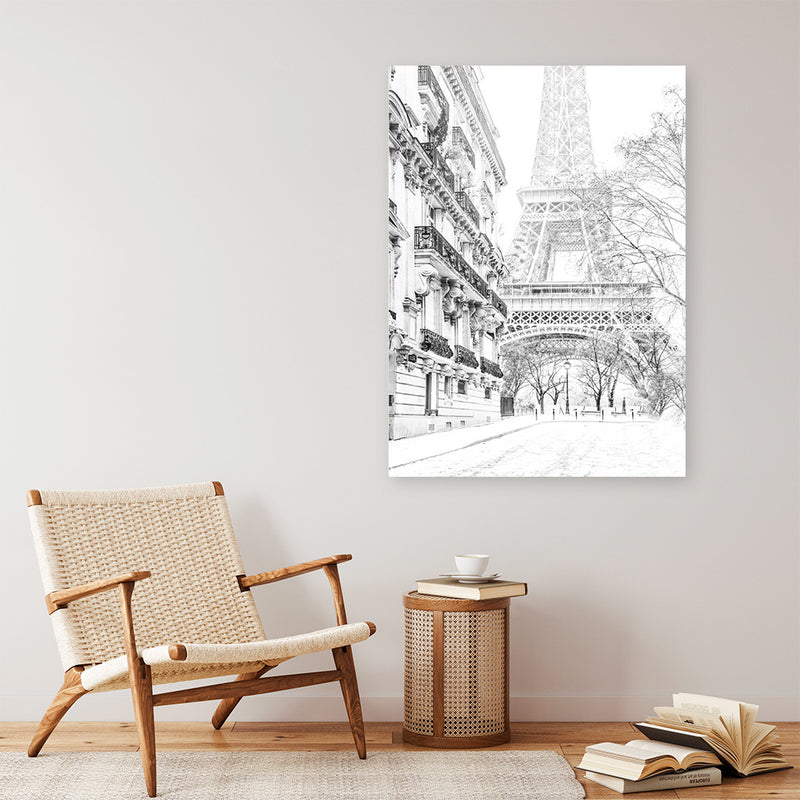Winter In Paris B&W Photo Canvas Print