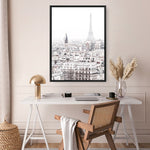 Shop Paris Rooftops Photo Canvas Print an Eiffel Tower France themed photography framed stretched canvas print from The Print Emporium wall artwork collection - Buy Australian made prints for the home and your interior decor space, TPE-747-CA-35X46-NF