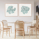 Teal Coral I (Square) Art Print