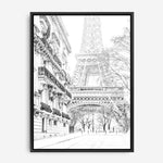 Shop Winter In Paris B&W Photo Canvas Print an Eiffel Tower France themed photography framed stretched canvas print from The Print Emporium wall artwork collection - Buy Australian made prints for the home and your interior decor space, TPE-608-CA-35X46-NF