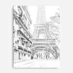 Shop Winter In Paris B&W Photo Canvas Print an Eiffel Tower France themed photography framed stretched canvas print from The Print Emporium wall artwork collection - Buy Australian made prints for the home and your interior decor space, TPE-608-CA-35X46-NF